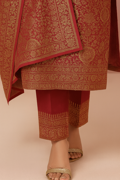 “Premium Winter Zari Suit Set With Shawl”