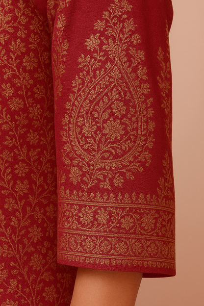 “Premium Winter Zari Suit Set With Shawl”