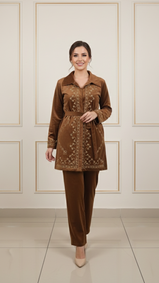 Velvet Embroidered Co-ord Set