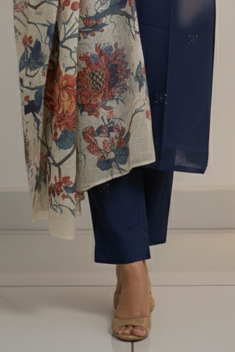 Shimmer Silk Suit Set with Ethereal Organza Dupatta