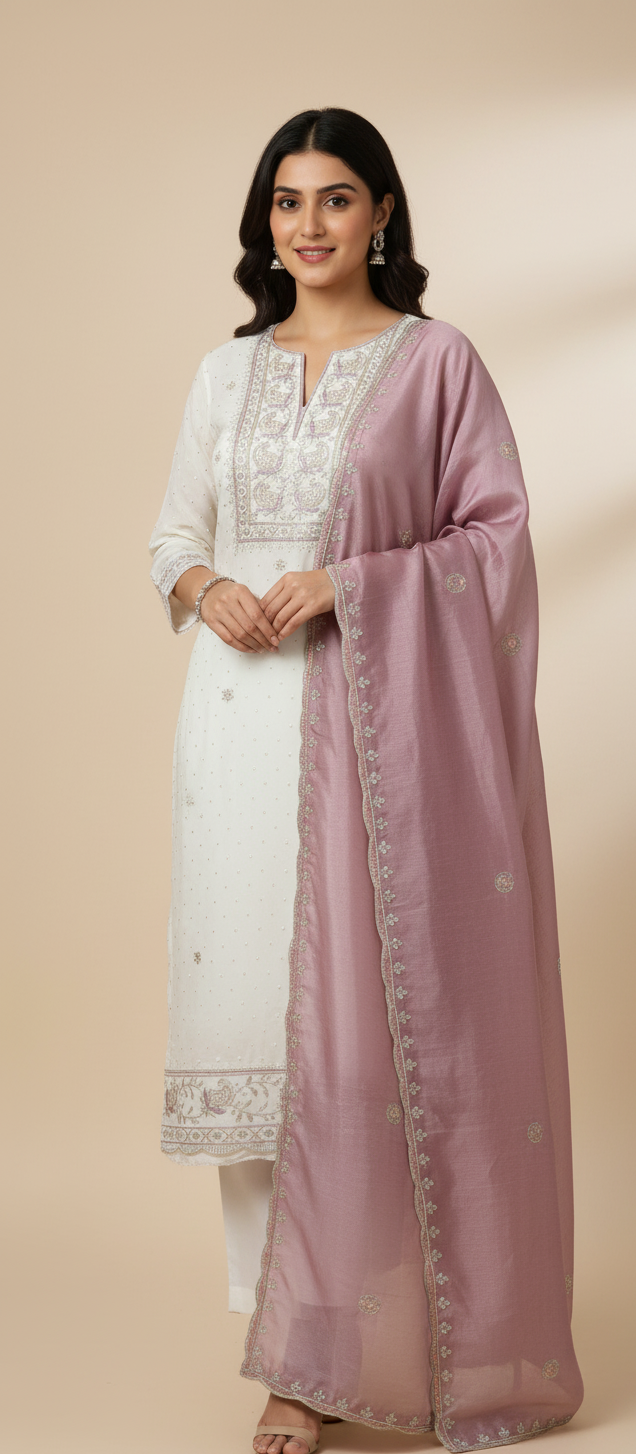 Premium Chanderi Suit with Soft Organza Dupatta