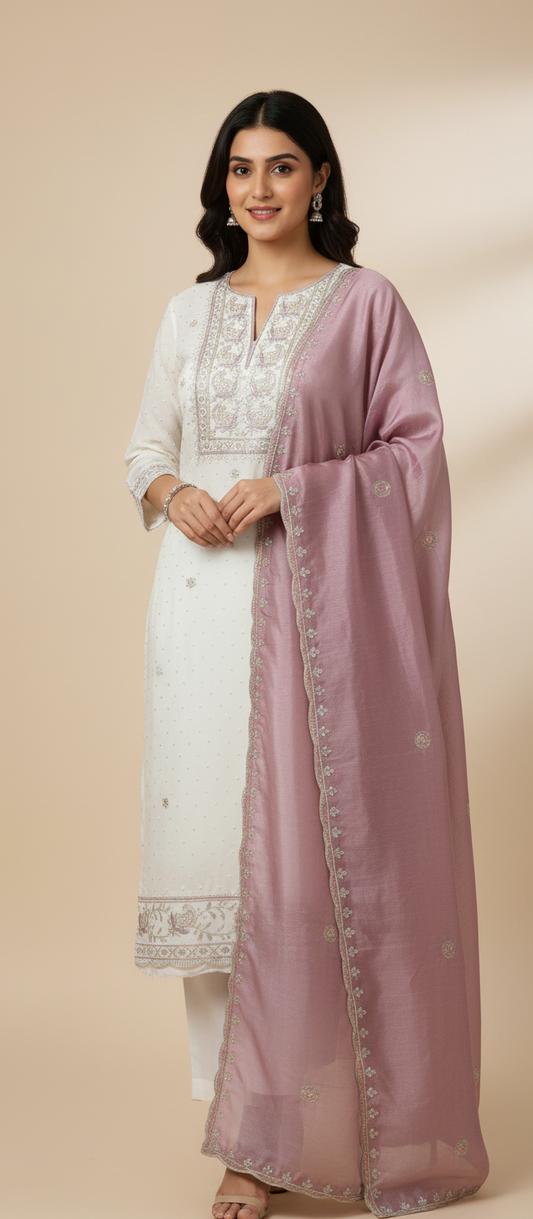 Premium Chanderi Suit with Soft Organza Dupatta