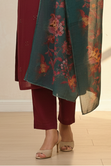 Shimmer Silk Suit Set with Ethereal Organza Dupatta