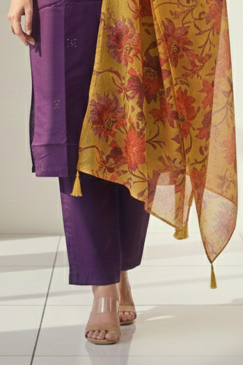 Shimmer Silk Suit Set with Ethereal Organza Dupatta