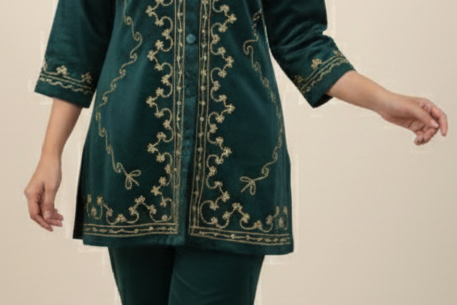 Velvet Embroidered Co-ord Set