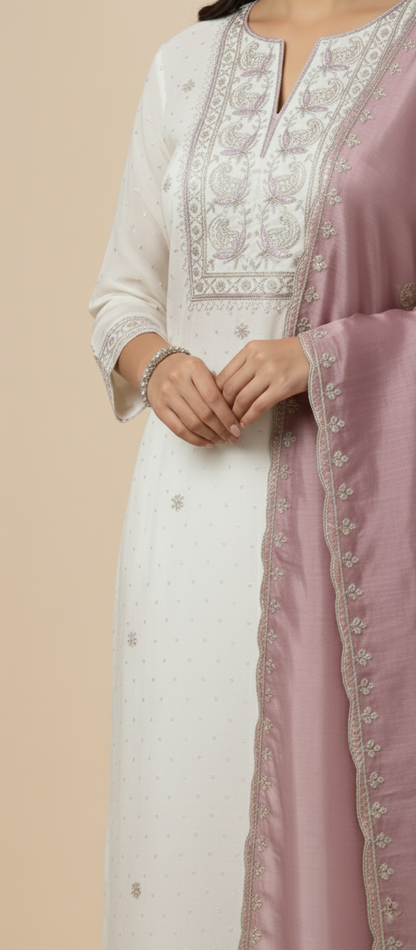 Premium Chanderi Suit with Soft Organza Dupatta