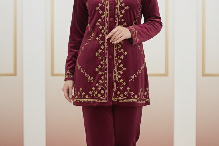 Velvet Embroidered Co-ord Set